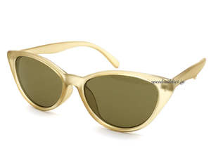 CLASSIC FOX SUNGLASS 艶消しベージュ × LIGHT BROWN/クラシックフォックスサングラスキャットアイフレームつり目シェイプ50s眼鏡モード