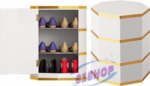 「81SHOP」 360°回転靴ラックストレージオーガナイザー、メタルコーナー多層靴キャビネット、垂直八角形靴棚 玄関、廊下用 35*45cm 3 層