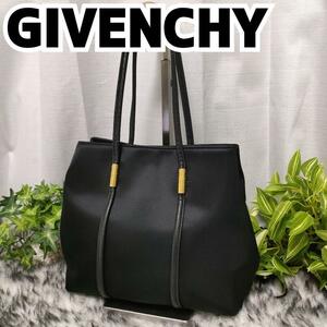 ◆極希少◆ GIVENCHY トートバッグ ブラック ナイロン ジバンシー バッグ 黒 金 ロゴ 金金具 女性 肩掛け ショルダーバッグ レディース