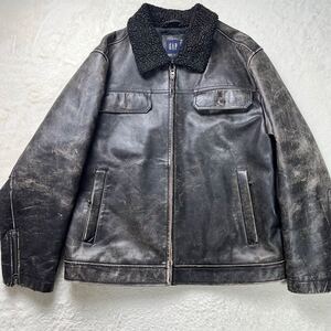 【XL】OLD GAP レザージャケット　ボア　キルティング 