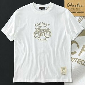 新品 チュウベイ 2023年 自転車 プリント 半袖 Tシャツ LL 白 【CH1432068_7】 春夏 メンズ CHUBEI カットソー 丸首 クルーネック サマー