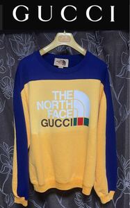 国内正規品★GUCCI × THE NORTH FACE グッチ × ノースフェイス ロゴプリントスウェット トレーナー 671449 M イタリア製 定価¥143,000円