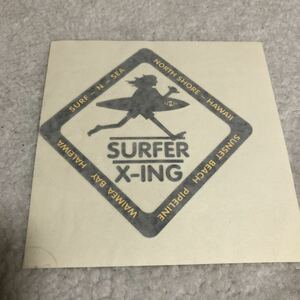 ★激レア 新品 ビッグ カッティング ステッカー シール ハワイ SURF N SEA SURFER X-ING サーフィン ノースショワ 黒 黄色 サーフショップ