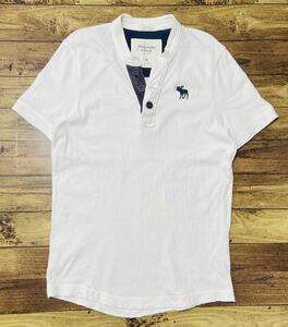 衝撃プライス！【XL！】【ファン待望モデル！】【Abercrombie&Fitch アバクロンビー&フィッチ】半袖ヘンリーネック ホワイト N-W14