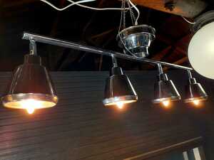 アメリカン雑貨ミッドセンチュリースタイルクロームシルバー4灯ランプ天井照明