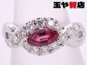 和光 美品 ルビー0.29ct ダイヤ0.29ct デザイン リング 12号 pt900 プラチナ