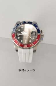 20mm 腕時計 ラバーベルト カーブエンド 　ホワイト 白 【対応】ロレックス サブマリーナ/GMT/デイトナ等 Rolex 互換