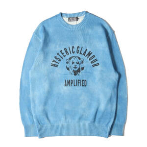 HYSTERIC GLAMOUR ヒステリックグラマー ニット サイズ:M 23SS AMPLIFIED コットン ニット セーター (02231NS04) ブルー 日本製