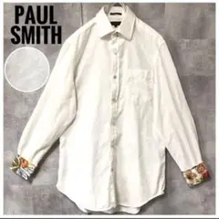 極美品⭐️Paul Smith シャドーフラワー 花柄 ドレスシャツ 光沢ボタン