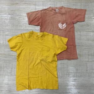 2枚セット vintage ヴィンテージ ポケット Tシャツ 半袖Tシャツピンク イエロー pink yellow set pocket tee t-shirt