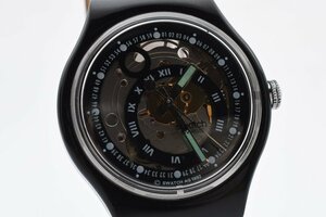 稼働品 スウォッチ 裏スケ 革ベルト 自動巻き メンズ 腕時計 SWATCH