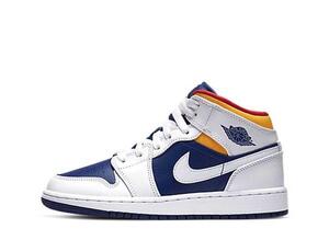 NIKE AIR JORDAN 1 MID GS "WHITE/NAVY/YELLOW" 24.5cm 554725-131