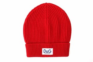 ドルチェ＆ガッバーナ D&Gロゴ カシミア ニットキャップ レッド DOLCE&GABBANA KNIT CAP GXE83T JBVB6 R0367 RED 新品/2