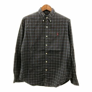 SALE/// RALPH LAUREN ラルフローレン 長袖シャツ ボタンダウン ワンポイントロゴ チェック柄 ネイビー (メンズ L) P1157