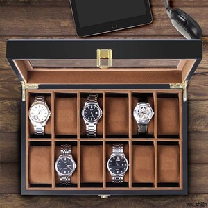 12本時計ケース 木製 高級 腕時計収納ボックス コレクションケース ウォッチボックス 時計ディスプレイ 上品 男女兼用 ダイバーズ