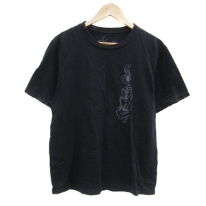 ナンバーナイン NUMBER (N)INE shambles BIRDS期 Tシャツ カットソー 半袖 ラウンドネック プリント カシミヤ混 L 黒 ■GY03 メンズ