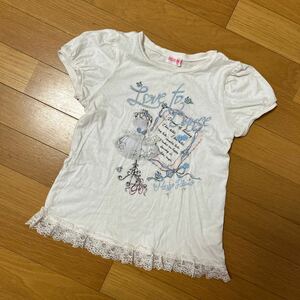 130☆ メゾピアノ ☆ バレリーナ パフスリーブ 半袖 Tシャツ mezzo piano 白