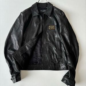 【定価85万/超希少サイズXXXL】ドルチェ＆ガッバーナ DOLCE＆GABBANA レザージャケット ブルゾン 54 本革 カーフレザー メンズ ブラック 黒