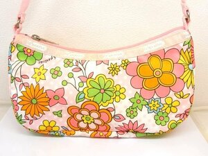 ※送料無料 美品 レスポートサック LeSportsac ■ ナイロン ハンドバッグ フラワー カラフル アクセサリーポーチ レディース □6J