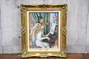 DIK85 AUGUSTE RENOIR ピエール・オーギュスト・ルノワール ピアノに寄る娘達 6号 工芸画 ピアノに寄る少女たち 複製名画 ゴールドフレーム