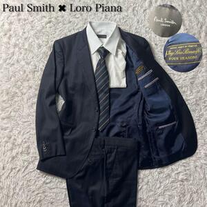 【現行】　Paul Smith ポールスミス　高級　ロロピアーナ　メンズ　セットアップ　スーツ　ネイビー　M　水玉　希少