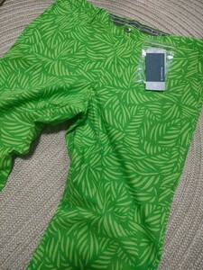 新品 定価24200 マンシング ボタニカル柄 ストレッチ パンツ w92 グリーン 黄緑 メンズ MunsingWear スラックス 春夏 抗菌防臭