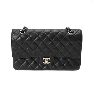 CHANEL シャネル マトラッセ チェーンショルダー 25cm 黒 シルバー金具 - レディース キャビアスキン ショルダーバッグ Aランク 中古 銀蔵