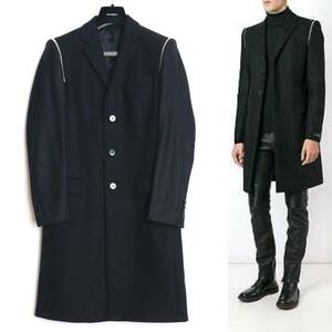 GIVENCHY 国内正規品 16AW ジップ装飾 カシミヤ混メルトンウール×ダイアゴナル チェスターコート 46 ミドル丈 ハンガリー製 BURBERRY関連