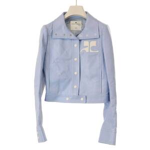 Courreges クレージュ シャイニービニール ロゴパッチジャケット PERCBL005VY00037005 ブルー 36 ITWO5ESTJAUM