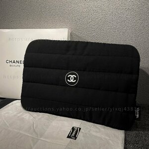 シャネル ノベルティ 非売品 CHANEL クラッチバッグ 中綿 クッション ノートPC収納 セカンドバッグ メンズ レディース ブランド 黒 箱付き