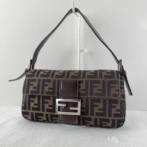 1円〜★FENDI フェンディ マンマバケット ズッカ柄 ワンショルダー ハンドバッグ FFロゴ シルバー金具 ブラウン ショルダーバッグ 26424 