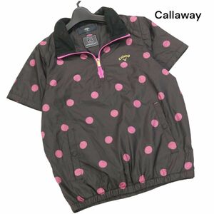 Callaway キャロウェイ WINDSPORT ドット 総柄♪ 半袖 ハーフジップ シャツ ウインドブレーカー Sz.L　レディース ゴルフ　K4T00718_5#M