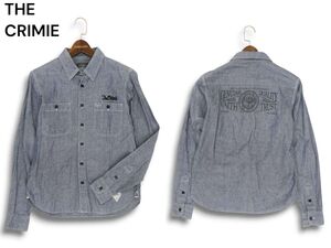 THE CRIMIE クライミー 通年 バックプリント★ ロゴ刺繍 長袖 シャンブレー デニム シャツ Sz.S　メンズ 日本製　C4T07721_8#C