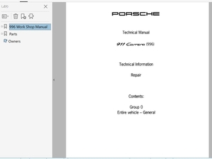 ポルシェ 911 996 整備書 Ver1　配線図 パーツリスト　修理書