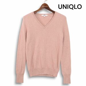 UNIQLO ユニクロ 高級 カシミヤ100%♪ 秋冬 Vネック ニット セーター Sz.S　レディース　K4T01485_A#K