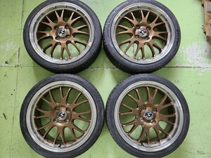 超美品（人気のS-HOLDブロンズ/リムポリッシュ）5.5Jx16インチアルミホイール・（ 未使用）165/45R16　（HANKOOK) 付き　4本セット品