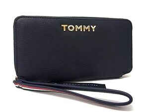 ■新品■未使用■ TOMMY HILFIGER トミーヒルフィガー レザー ラウンドファスナー 長財布 ウォレット レディース ネイビー系 FA9987