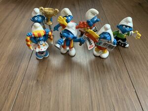 【中古品】Smurf スマーフ PVCフィギュア サッカー　7体セット