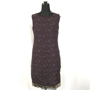 MICHEL KLEIN★ノースリーブワンピース【women’s size -40/L/赤茶系/花柄】sleeveless dress◆BG971