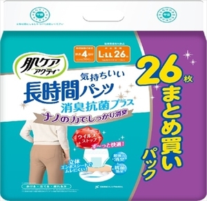 まとめ得 肌ケア アクティ 長時間パンツ消臭抗菌プラス L－LL26枚 日本製紙クレシア 大人用オムツ x [4個] /h