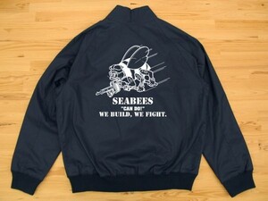 SEABEES ネイビー スイングトップ 白 4XL フライトジャケット ma-1ミリタリー U.S. NAVY ハチ シービーズ