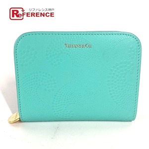 未使用 TIFFANY&Co. ティファニー ロゴ コンパクトウォレット 2つ折り財布 ティファニーブルー レディース【中古】