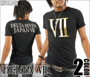 【DELTA SEVEN】ブランドナンバーズロゴ半袖Tシャツ 【del-70593】新品ブラックXL