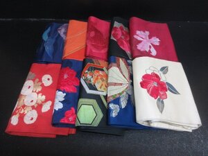 1円 中古 名古屋帯 リメイク 絹 化繊 縮緬 刺繍 大量 まとめて10点 お太鼓柄 お洒落 材料 素材 古布 お稽古 初心者【夢職】☆☆☆