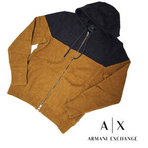 ふわふわパーカー 2トーンバイカラー ニットパーカー フーディ ARMANI EXCHANGE AX アルマーニエクスチェンジ セーター Sサイズ 