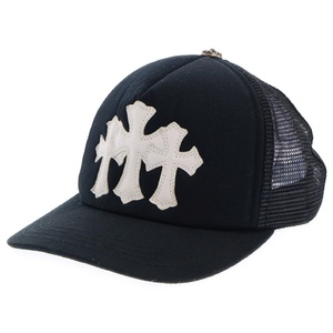 CHROME HEARTS クロムハーツ TRUCKER CAP トラッカーキャップ 3セメタリーレザーパッチメッシュキャップ 帽子 ブラック/ホワイト