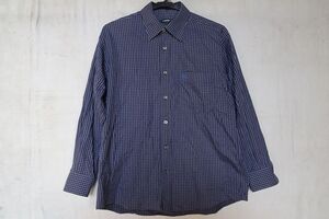 BURBERRY/バーバリー/長袖シャツ/細かめのチェック柄/左胸ポケット/ワンポイントししゅう入/紺/ネイビー/Lサイズ(11/22R6)