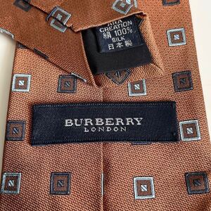 BURBERRY LONDON (バーバリーロンドン)ブラウン紺青スクエア柄ネクタイ