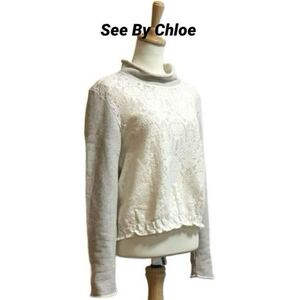 【See By Chloe】 レース切り替え プルオーバースウェット