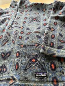 1993年 USA製 patagonia printed lightweight synchilla sweater Lsize totem prussian blue パタゴニア 雪無しタグ